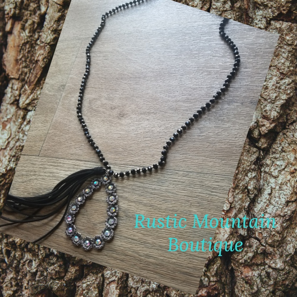 Black AB Crystal Necklace.